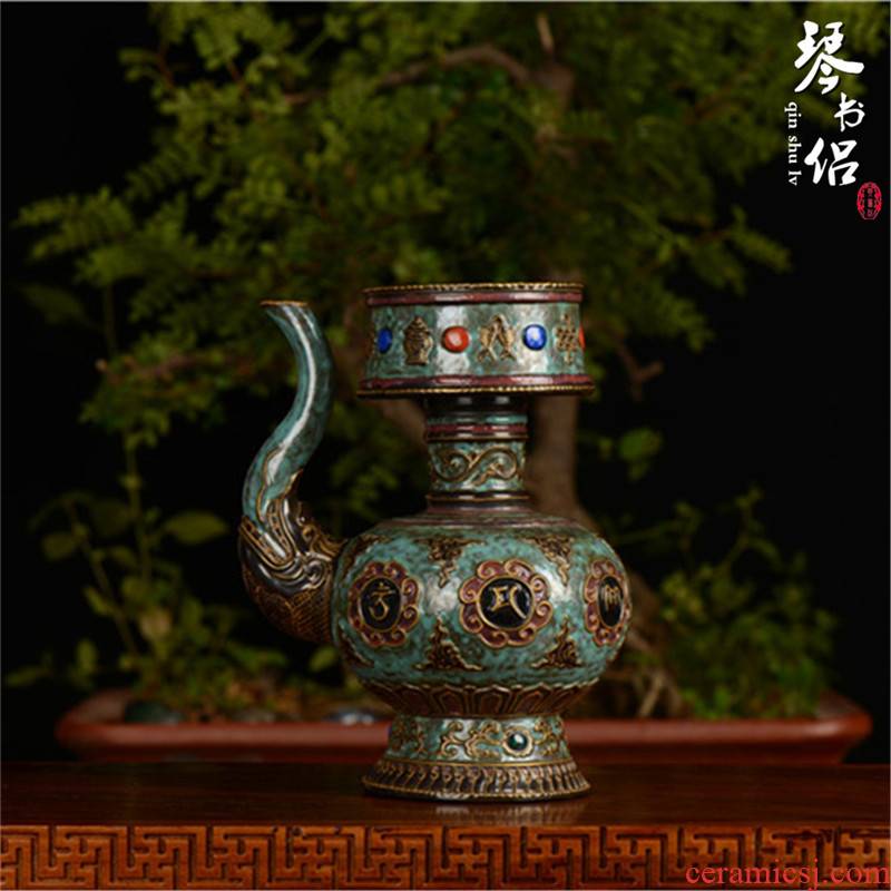 Pianology picking jingdezhen checking antique ceramics art imitation qianlong bronze color spray the pot of sect of Buddhism
