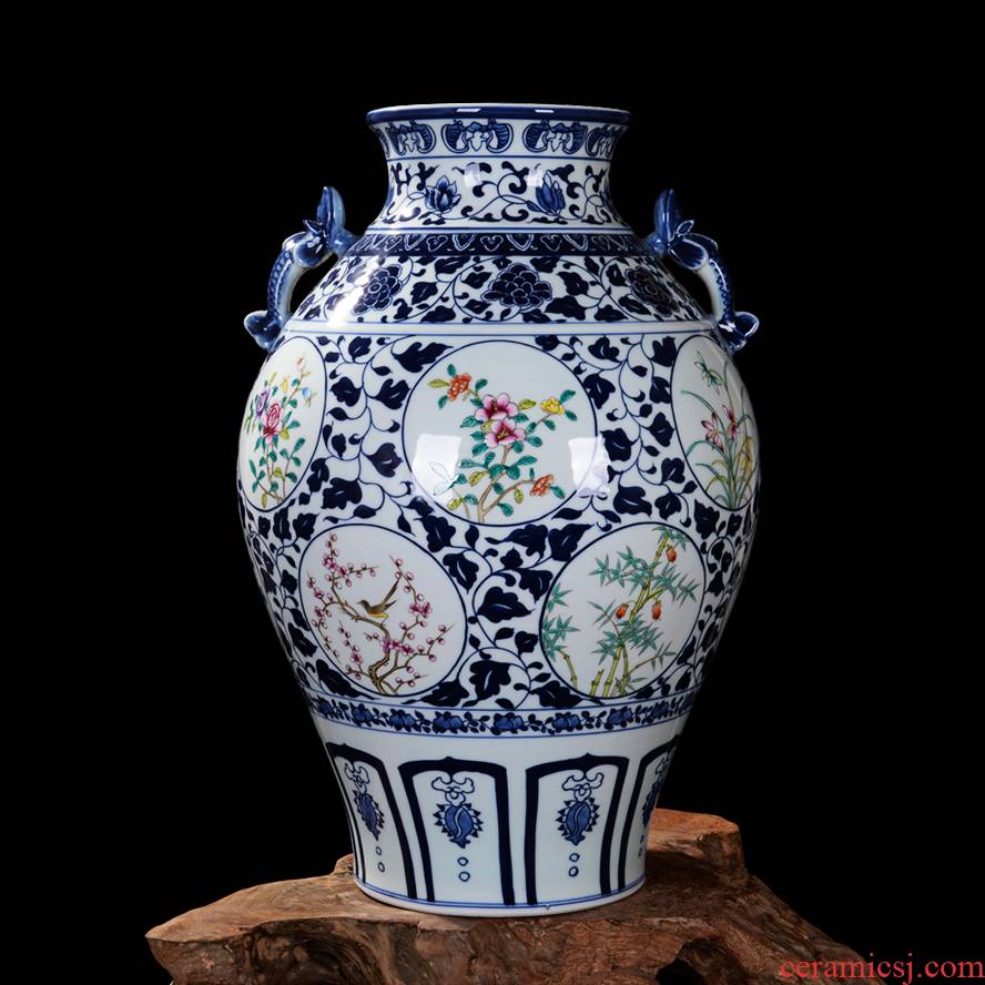 Jingdezhen ceramics archaize qianlong com.lowagie.text.paragraph 12 flora of blue and white porcelain vases, antique collectibles study furnishing articles