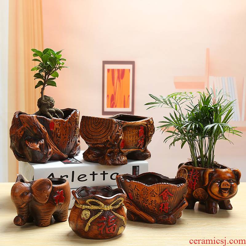 Europe type restoring ancient ways is rich tree banyan ceramics flowerpots asparagus, green plant, small potted flowers miniascape flower implement desktop furnishing articles