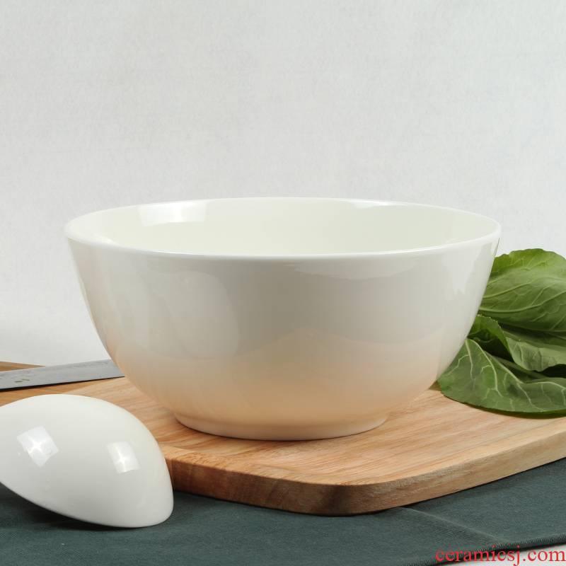 Ipads China tableware pure white household ipads China large rainbow such as bowl soup bowl the bowl of a pipe to use big job
