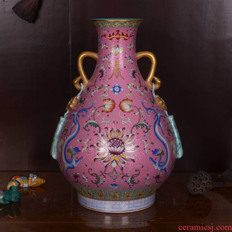 Jingdezhen ceramics high - grade foundation okho spring archaize qianlong vase household adornment process sitting room furnishing articles