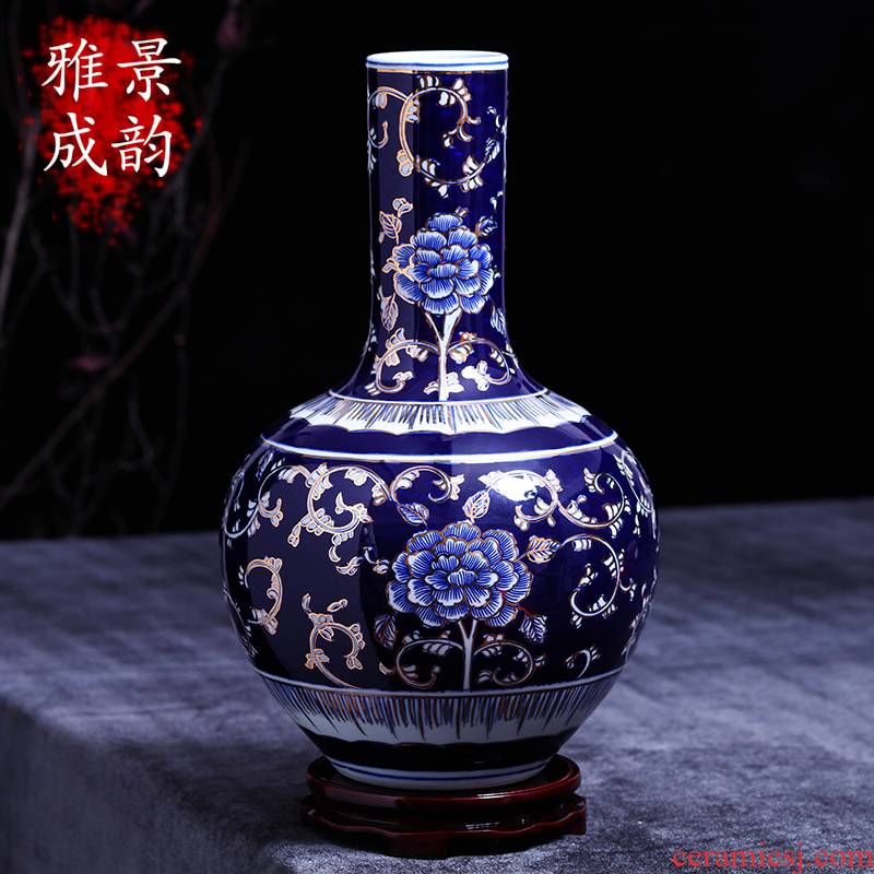 Sitting room ground vase large paint Chinese jingdezhen ceramics creative decorative furnishing articles craft vase