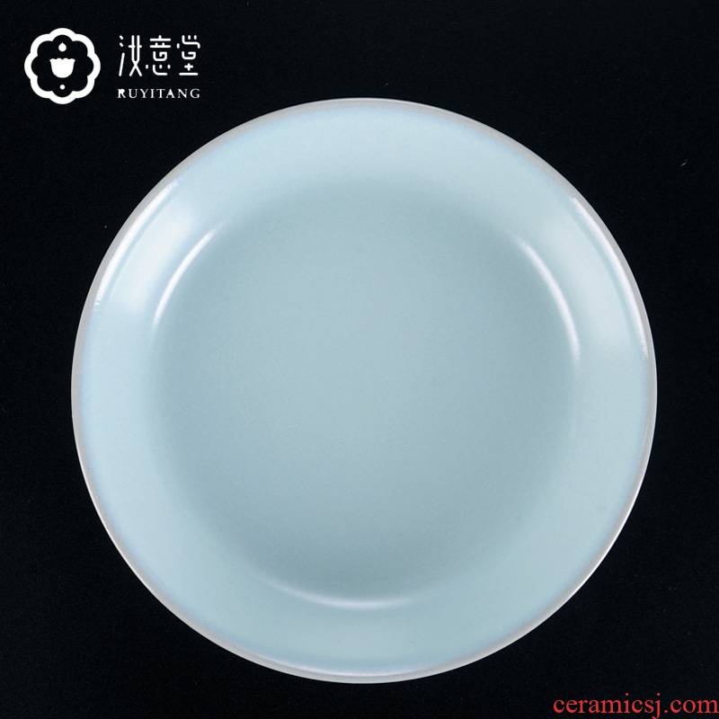 Antique wash your up with azure glaze porcelain dab of ceramic disc writing brush washer, the study of Chinese style household decorative furnishing articles gifts