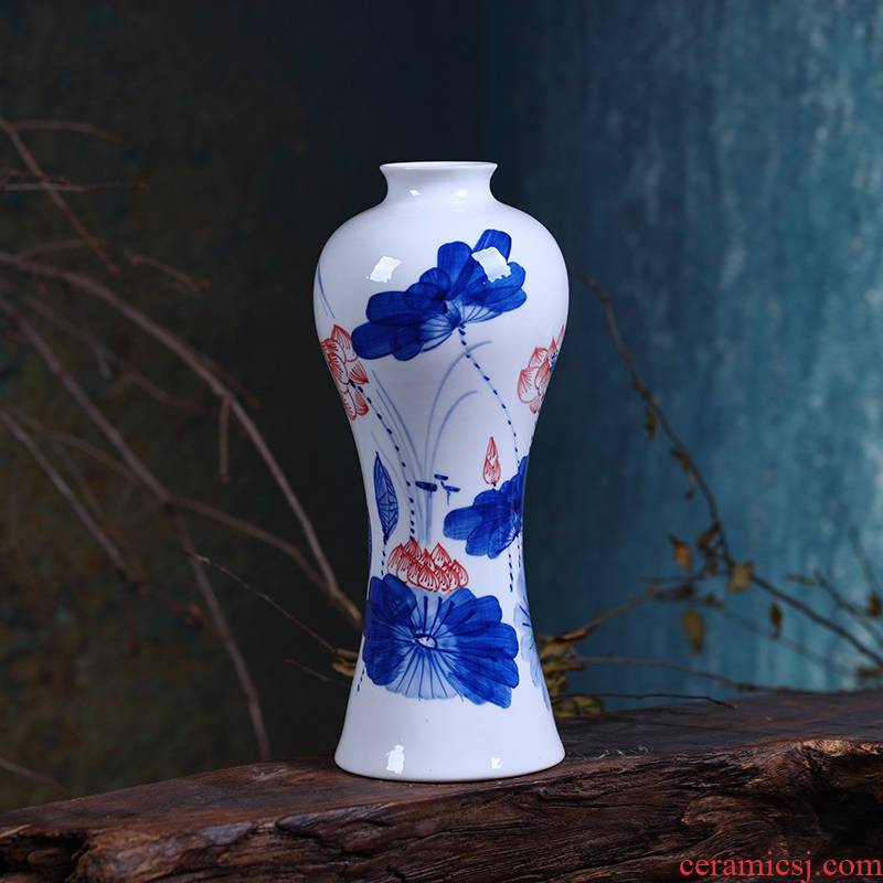 Hand the blue and white porcelain of jingdezhen ceramic floret bottle of flower implement I and fashionable household decoration crafts are sitting room