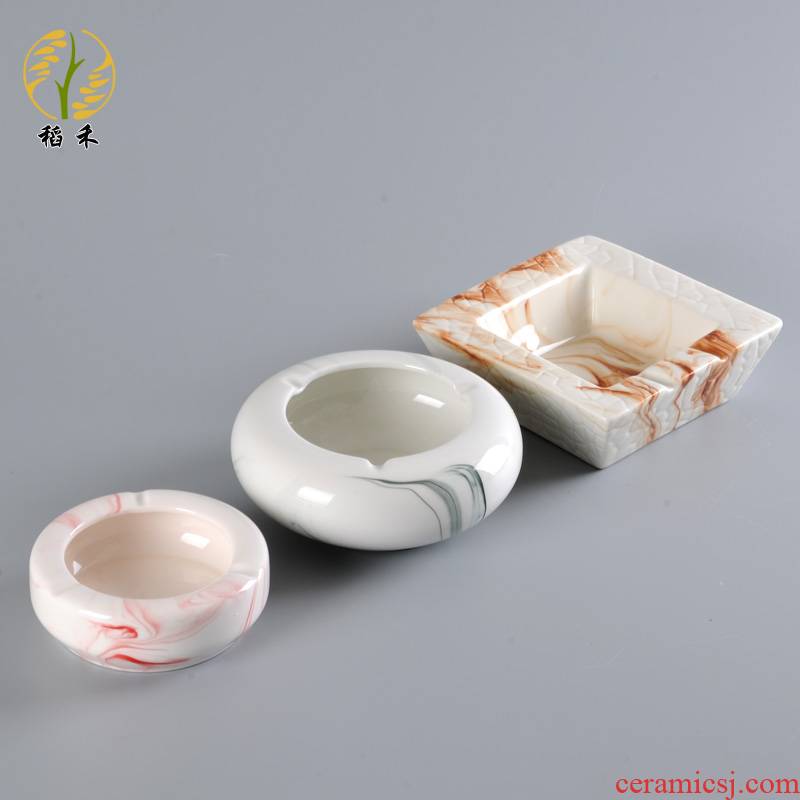 Creative move square ceramic ashtray ashtray large round contracted sitting room tea table Chinese style desk at home