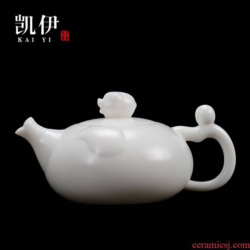 Kate dehua white porcelain teapot pure manual prosperous pot of kung fu tea set single pot teapot ivory white ceramic household