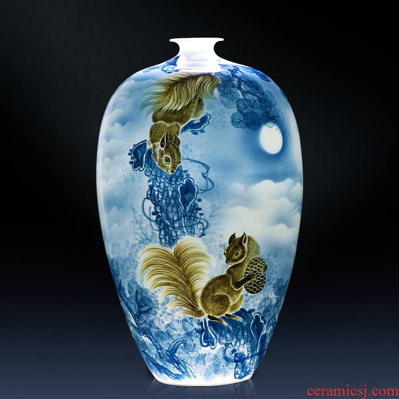 Jingdezhen ceramics hand - made of blue and white porcelain vases, flower arrangement furnishing articles of new Chinese style living room TV ark, home decoration