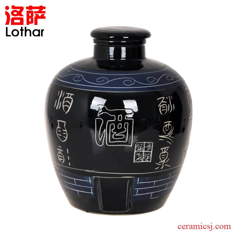 Jingdezhen ceramic jar sealing it 20 jins 30 jins of 50 kg terms bottle carved jars with leader