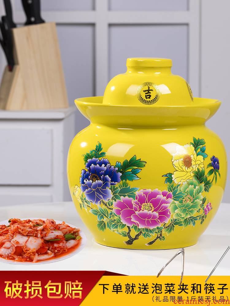 Jingdezhen ceramic pickled kimchi altar sichuan pickles jar jar airtight double cover large pickled salted egg dishes in it