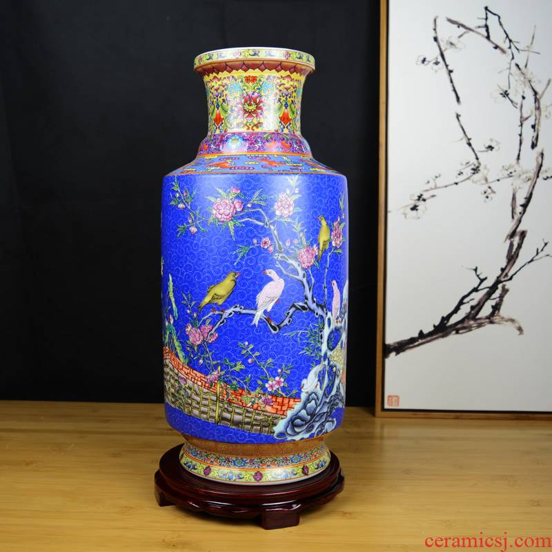 Jingdezhen ceramics ancient Chinese wind powder enamel antique vase proof sitting room rich ancient frame handicraft furnishing articles