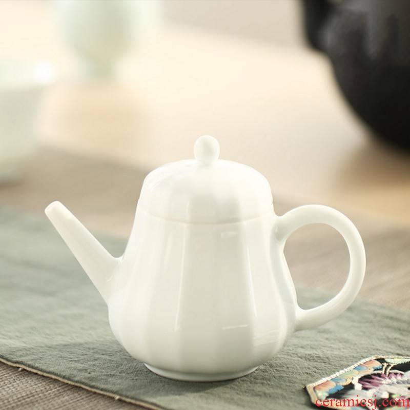 Jingdezhen hand pot of sweet white ceramic teapot contracted kung fu tea set white porcelain single pot of tea, little teapot