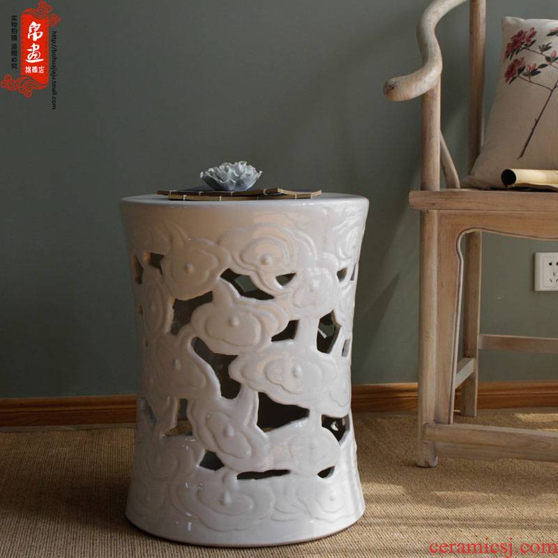 Jingdezhen ceramics furnishing articles soft adornment drum who pier sitting room dresser high - temperature huangbai xiangyun porcelain who in shoes
