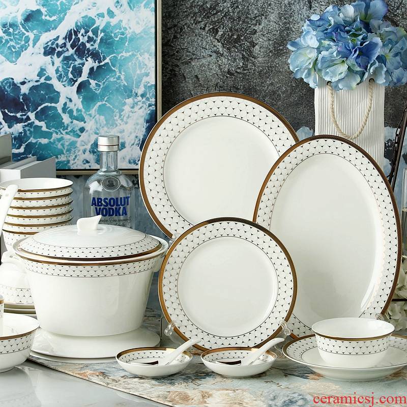 Sheng 's European tangshan ipads porcelain tableware suit up phnom penh 56 head always suit ceramic tableware dishes spoon set