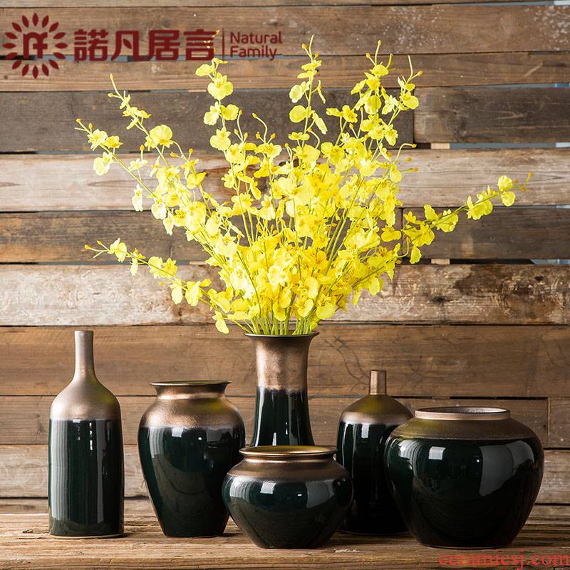 Mesa of jingdezhen ceramic vase suit metal glaze sitting room hotel villa decoration ideas dried flower arranging flowers is placed