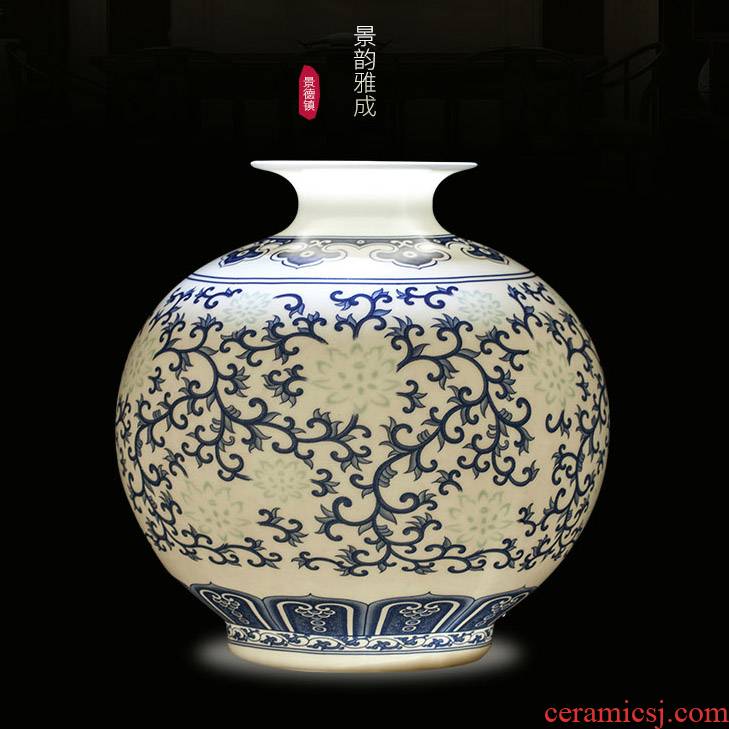 Jingdezhen ceramic creative Chinese blue and white porcelain vase hotel geomantic new Chinese flower arranging wine home furnishing articles