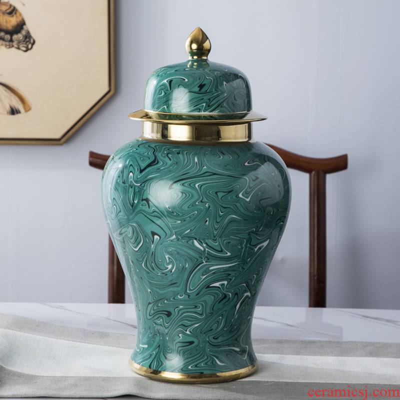 Jingdezhen ceramic general pot of modern American golden vase flower arrangement sitting room key-2 luxury household soft adornment is placed