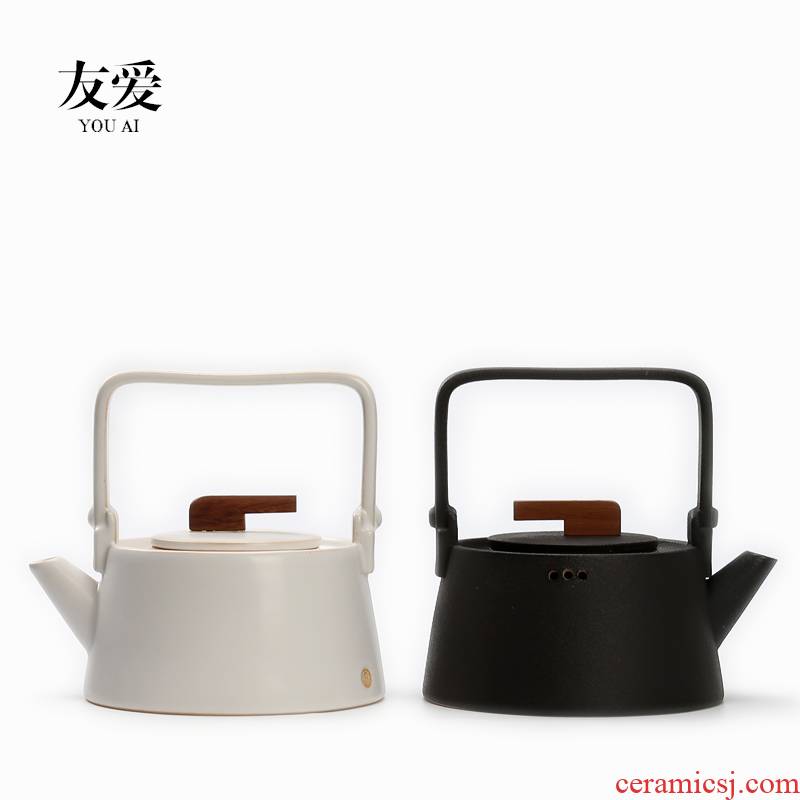 Love the simple black and white ceramic POTS of household kettle pot of Japanese girder of a complete set of kung fu tea teapot