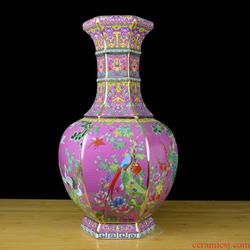 Jingdezhen chinaware paint colored enamel vase sitting room of Chinese style restoring ancient ways porch large home furnishing articles