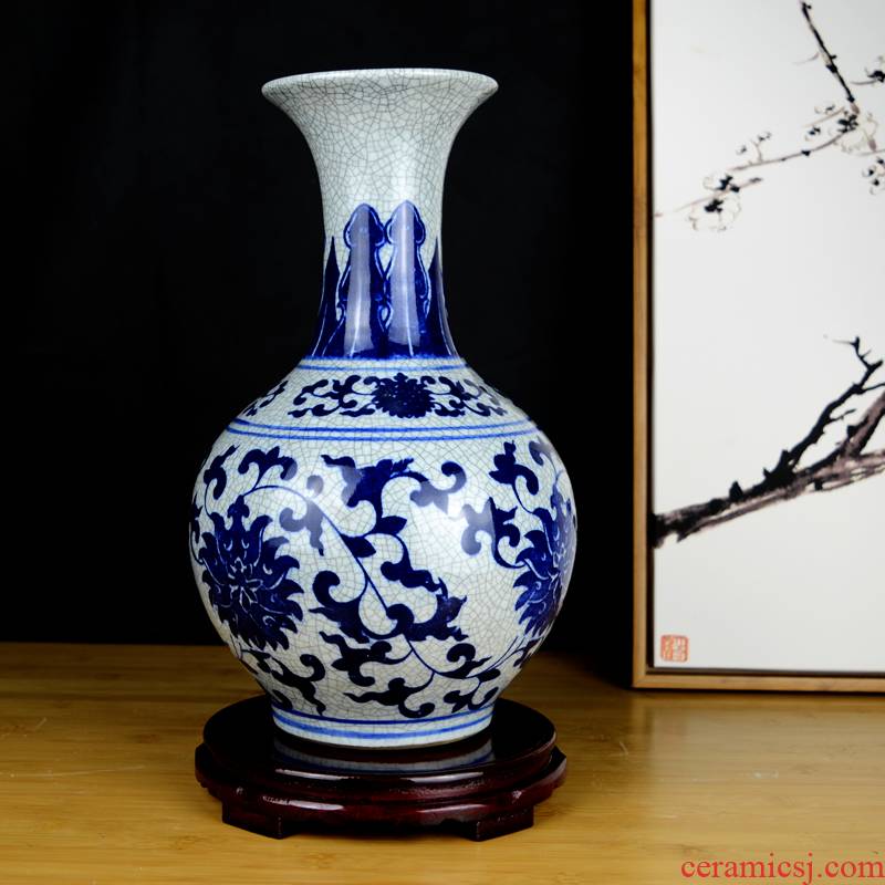 Jingdezhen ceramics archaize open a piece of blue and white porcelain vase China wind household flower arrangement sitting room adornment is placed