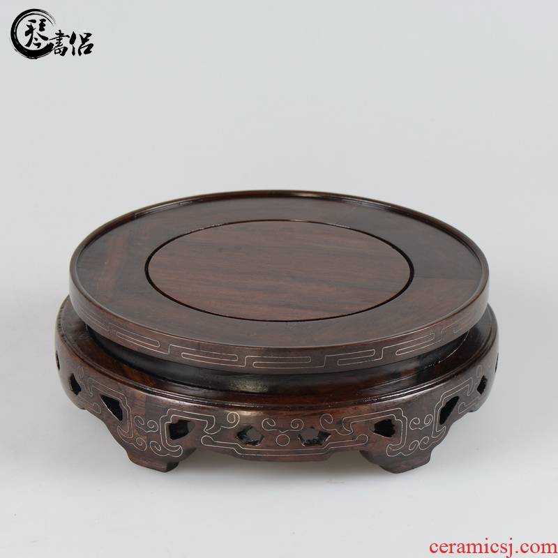 Buddha base vase base solid wood round ebony wood base tank flowers miniascape base wooden furnishing articles base
