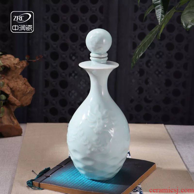 Small jingdezhen ceramic jars shadow blue its than archaize home an empty bottle wine pot liquor bottles every year