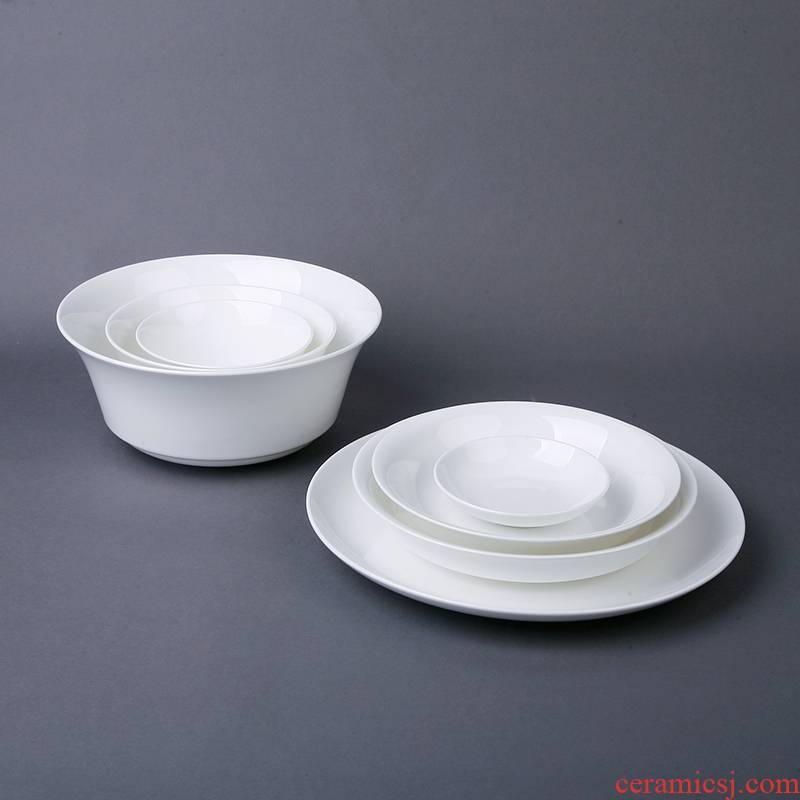 Pure white ipads China tableware use of domestic environmental protection plate rice bowls bowl rainbow such as bowl dish plate dumplings plate microwave