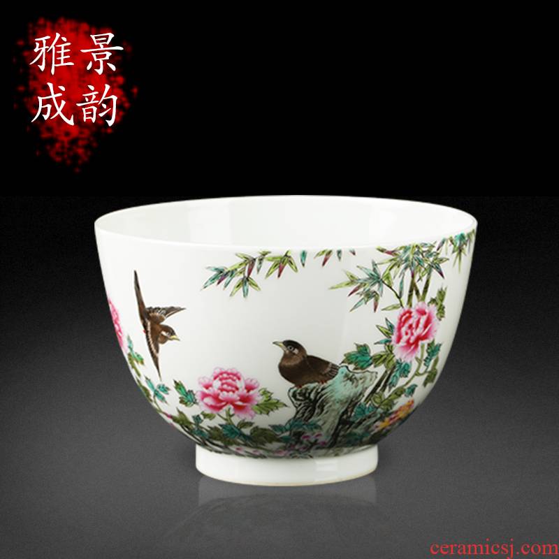 Jingdezhen ceramic checking peony flower porcelain bowl furnishing articles home office teahouse handicraft ornament