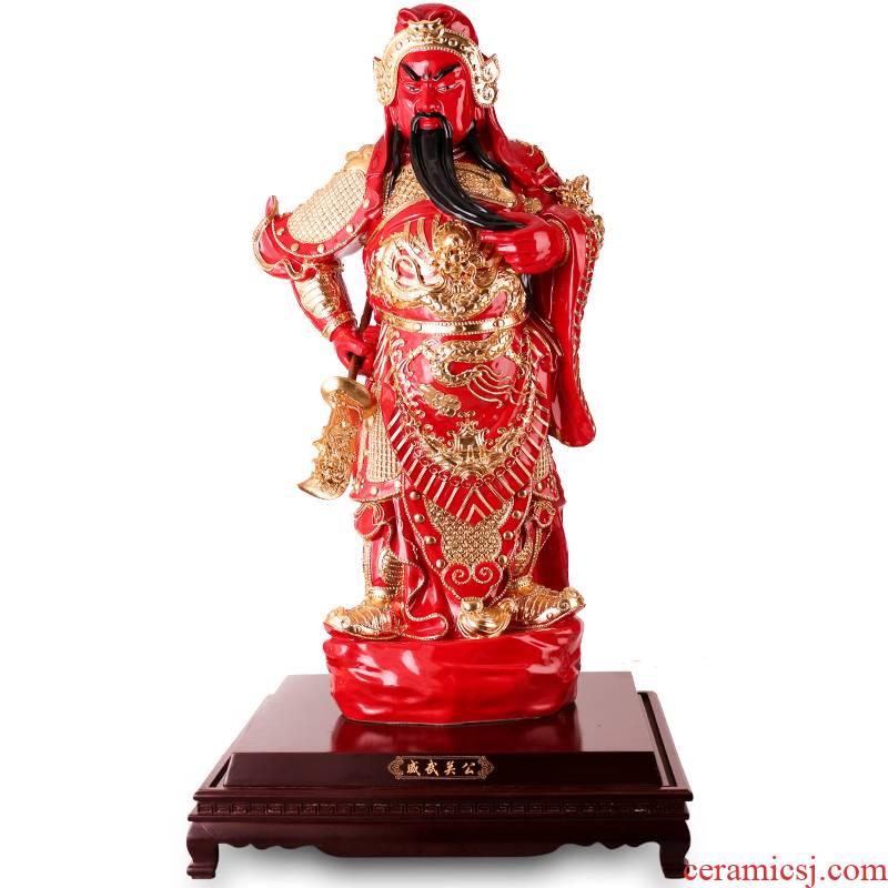 Really hold large duke guan wu mammon guan Sir Zhong paint line carve red ceramic home furnishing articles in plutus household adornment wind