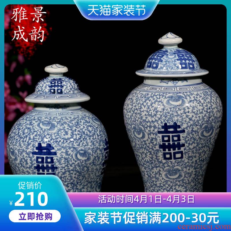 Jingdezhen ceramics modern blue and white pot household decoration vase furnishing articles do old earthenware restoring ancient ways