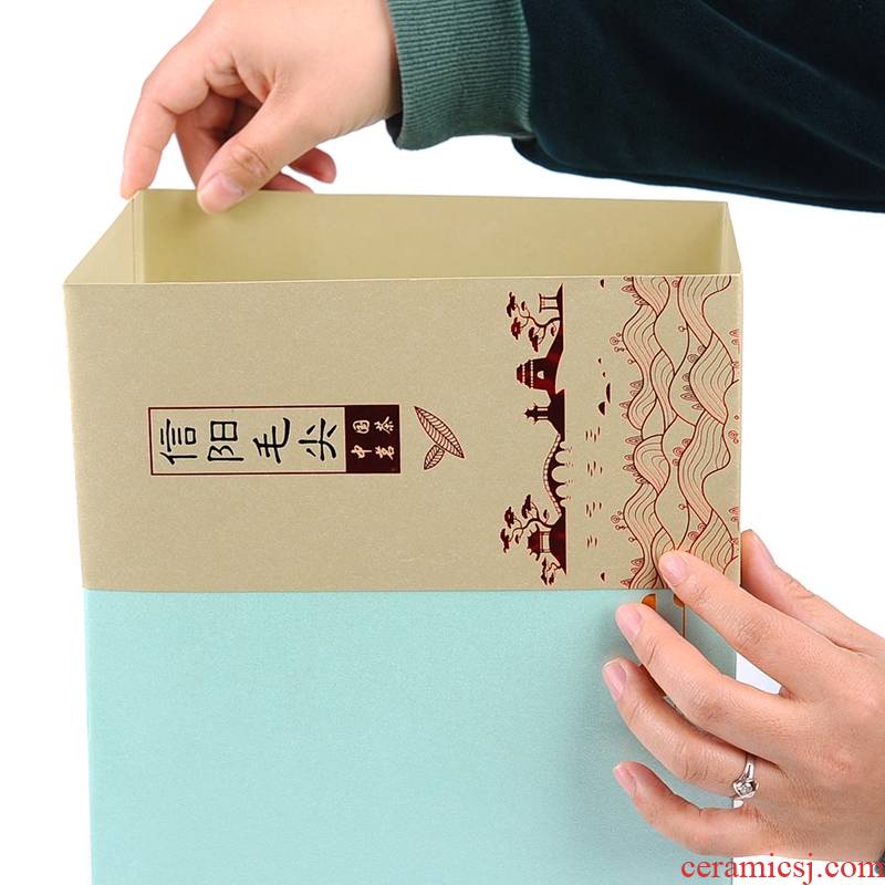 Xinyang maojian tea, green tea, huangshan maofeng tea tea empty box gift box packing box gift box aneroid high - grade ceramic pot