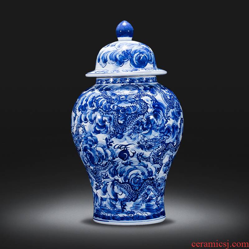 Jingdezhen ceramics vase furnishing articles imitation qianlong YunLongWen name plum bottle of blue and white porcelain Chinese style household decoration sitting room