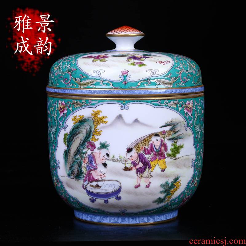 Jingdezhen ceramic manual tong qu caddy fixings of new Chinese style household pu - erh tea seal save receives a large