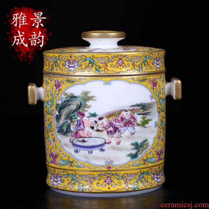 Jingdezhen ceramic new Chinese hand - made tong qu ceramic tea pot puer tea POTS storage tank