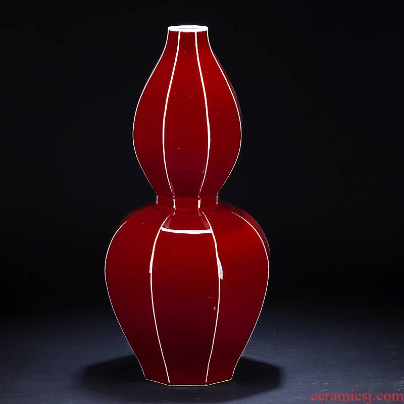 Jingdezhen ceramics ji red bottle gourd antique vase of large sitting room place, a large Chinese style household decoration