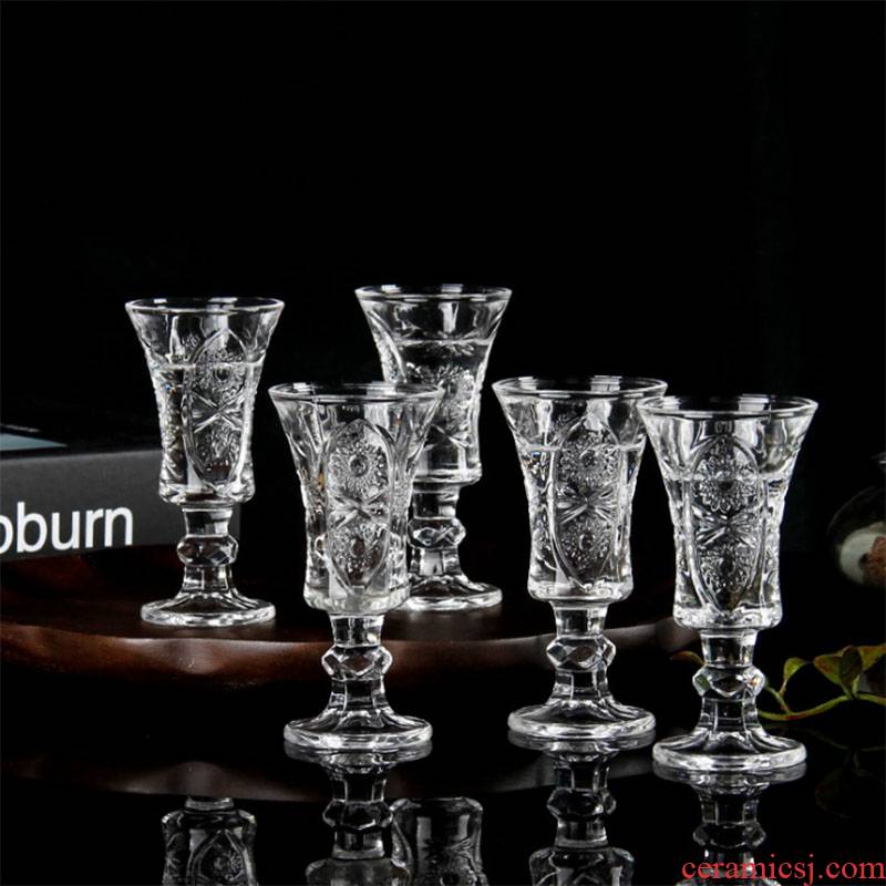 Porcelain heng tong glass wine cup suit creative household six small shot glass crystal tall shot glass