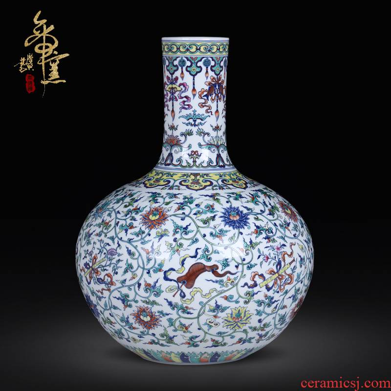 The eight immortals The qing qianlong bucket color dark antique porcelain antique vase appreciation collection tree jingdezhen ceramics