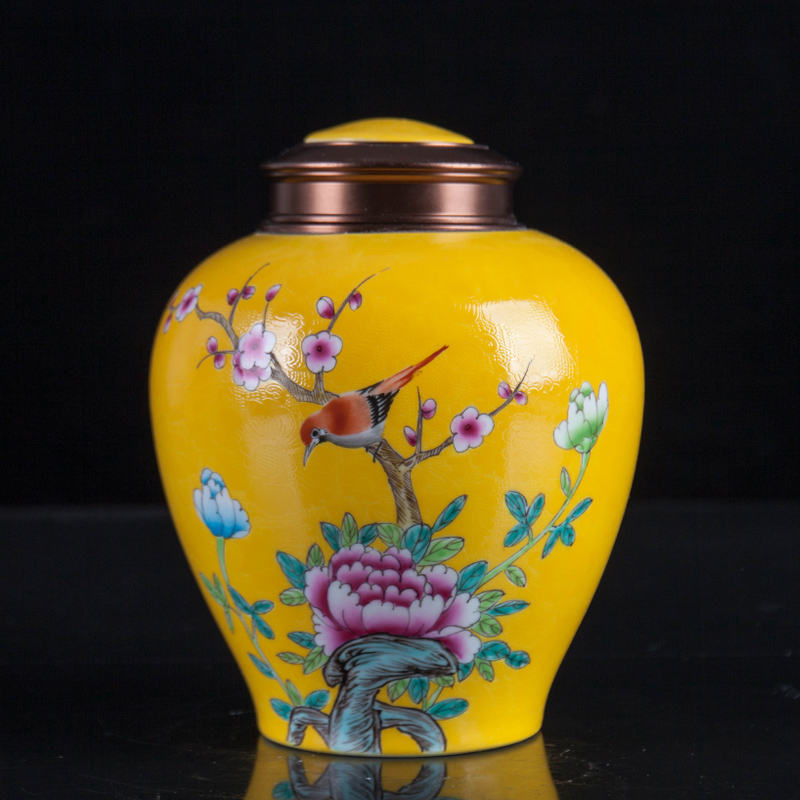 I and contracted jingdezhen ceramics colored enamel painting of flowers and tea storage tank teahouse tea as cans accessories furnishing articles