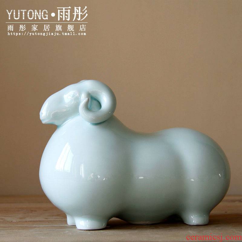 The rain tong home | jingdezhen ceramics shadow blue/variable checking porcelain longevity home auspicious sheep home outfit furnishing articles
