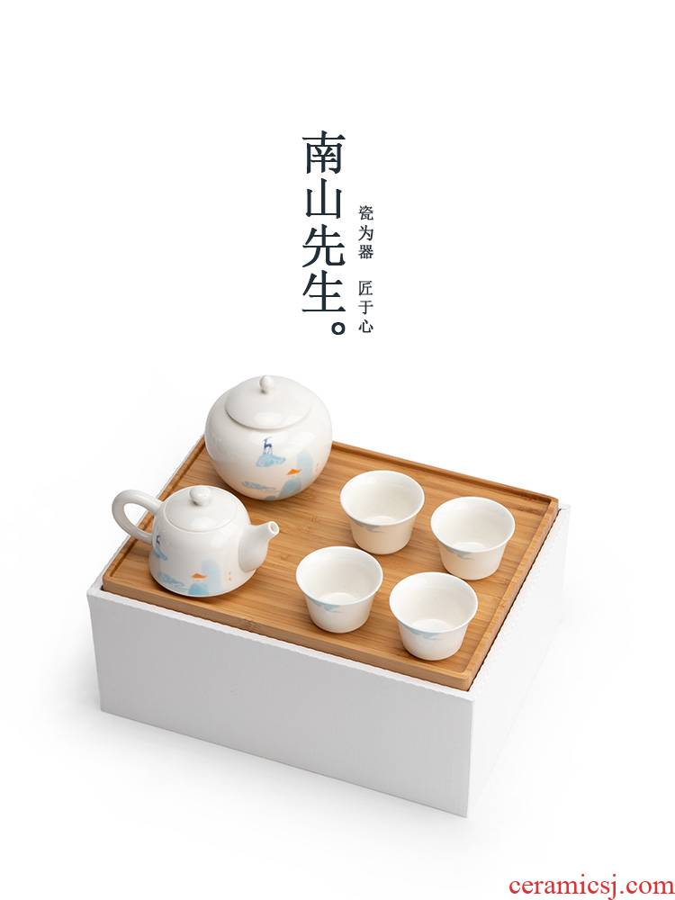 Mr Nan shan nine colored deer wide bottom pot set dry tea caddy fixings disc ceramic tea set household contracted teapot