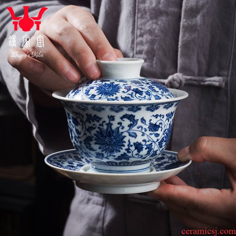 Clock home up tureen single hand - made porcelain jingdezhen ceramics maintain firewood large branches make tea bowl of tea cups