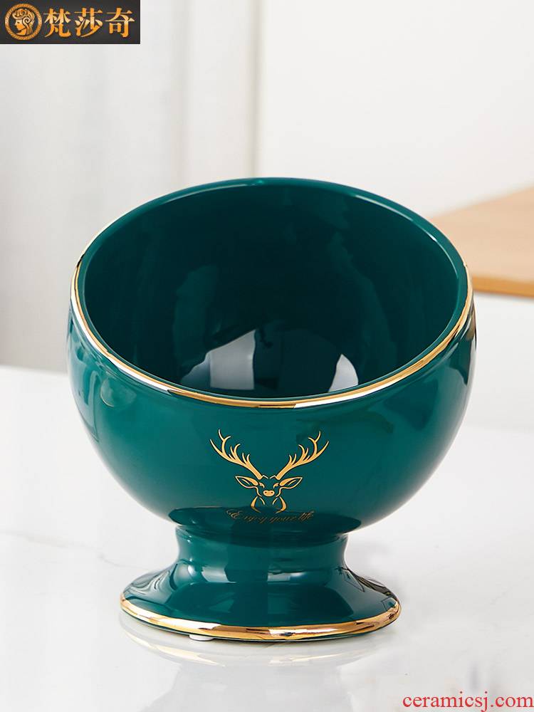 Garbage ceramic bowl can home desktop mini bedroom living room no top European creative office toilet