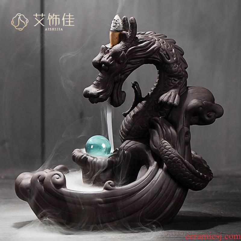 Large purple dragon smoke backflow censer tea furnishing articles creative present dragon home sitting room place there are handicraft