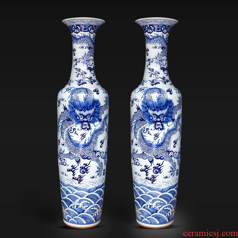 Jingdezhen blue and white porcelain hotel of large vase archaize wulong play pearl sitting room ceramics large furnishing articles