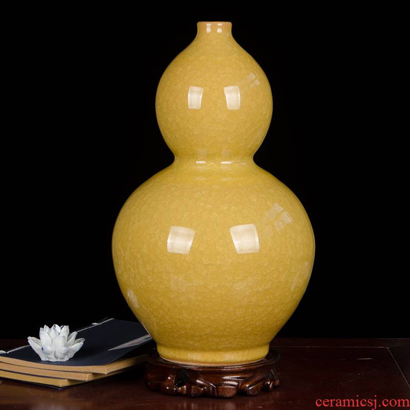 Z018 jingdezhen ceramics archaize borneol crackle vases, flower arranging household handicraft furnishing articles yellow sitting room