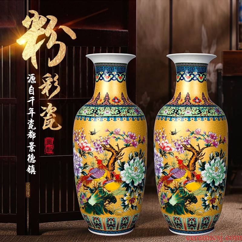 206 jingdezhen ceramics, vases, flower receptacle colored enamel antique Chinese style living room bedroom place to send the base package mail
