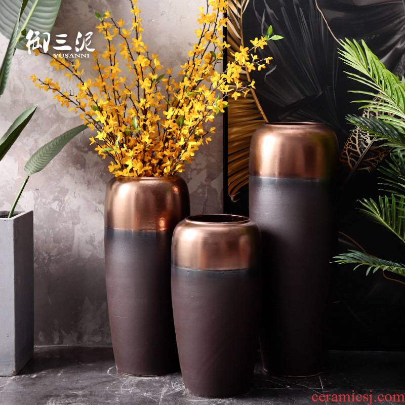 Furnishing articles light decoration key-2 luxury industry wind ceramic flower implement I and contracted Nordic ground dried flower vases, flower arrangement sitting room