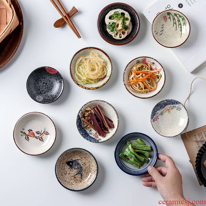 The Under glaze color porcelain flavor dishes snacks side circular disc vinegar sauce Japanese dishes Nordic hand - made home restaurant