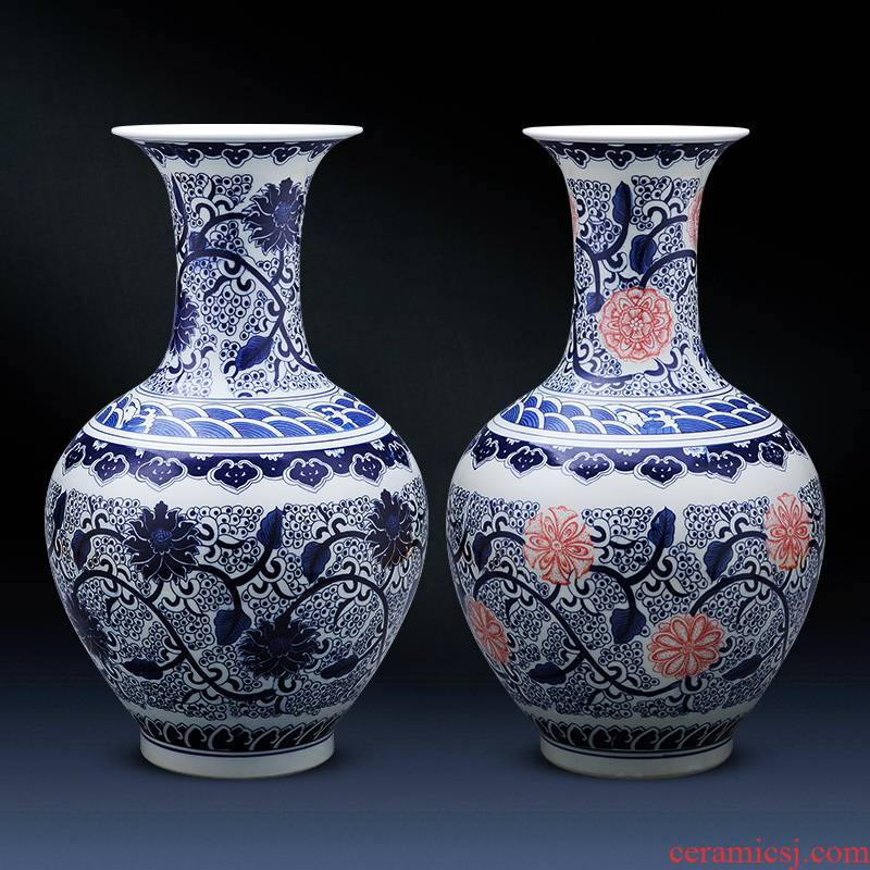 Jingdezhen ceramics antique hand - made flowers of blue and white porcelain bottle place to live in the sitting room TV ark adornment arranging flowers