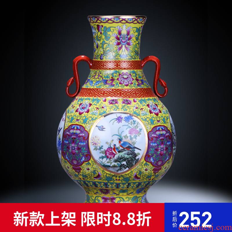 Jingdezhen ceramics ears vases, flower arranging Chinese style restoring ancient ways the sitting room home furnishing articles rich ancient frame TV ark, adornment