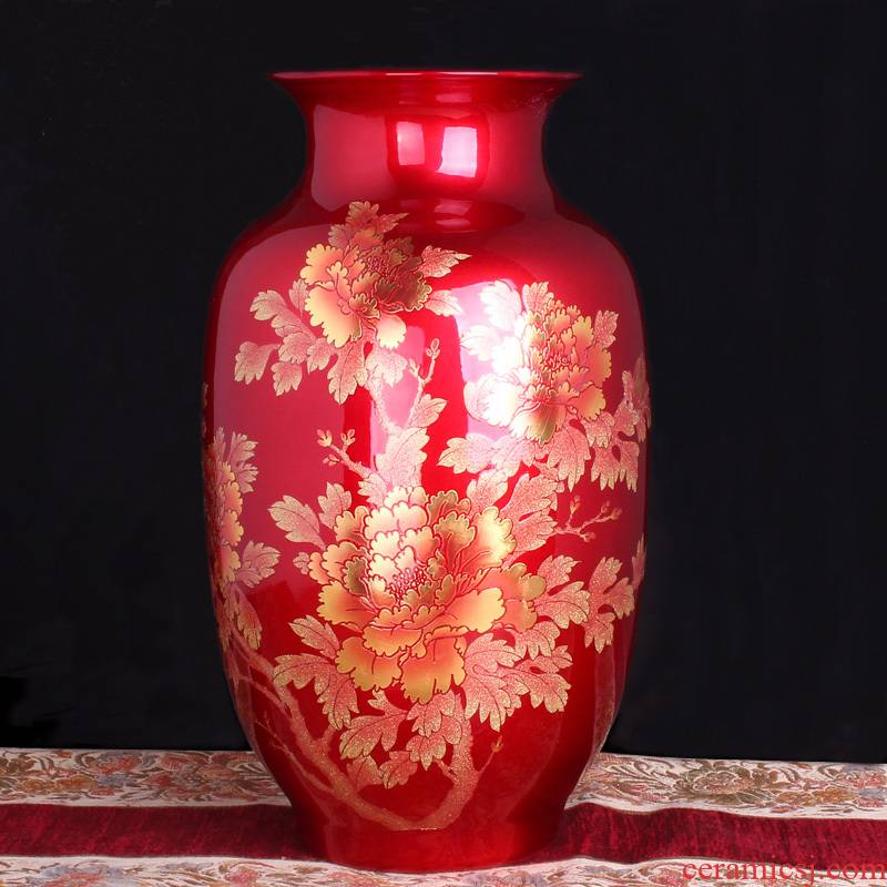 Jingdezhen porcelain glazed pottery crystal porcelain vase household of I and contracted sitting room adornment rich ancient frame crafts